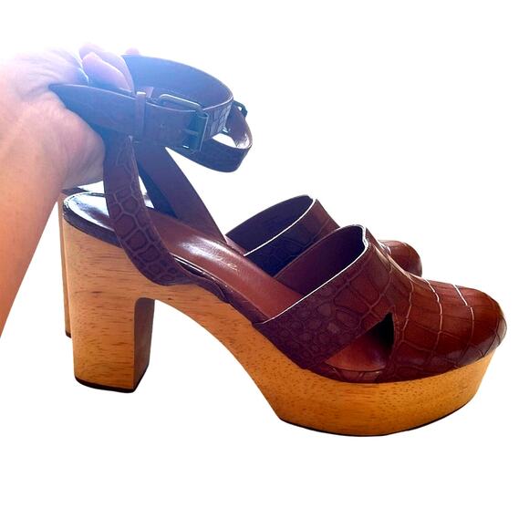 Matisse X Free People Sunset Vegan Heeled Clogs Texture Brown Size 9 Boho Summer - Picture 2 of 11